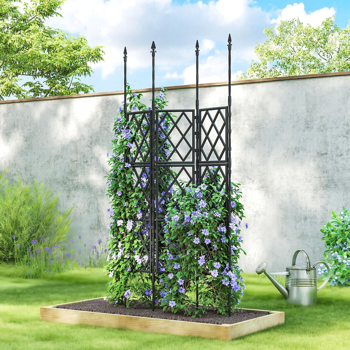 Outsunny Foldable Garden Trellis, Lattice Climbing Support Trellis for Garden, DIY Assembly, 85 x 197 cm, Black