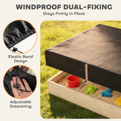 AIYAPLAY Sandbox Cover, Square Sandpit Cover Waterproof Dustproof UV Protection, Sandbox Canopy with Drawstring and Elastic Band
