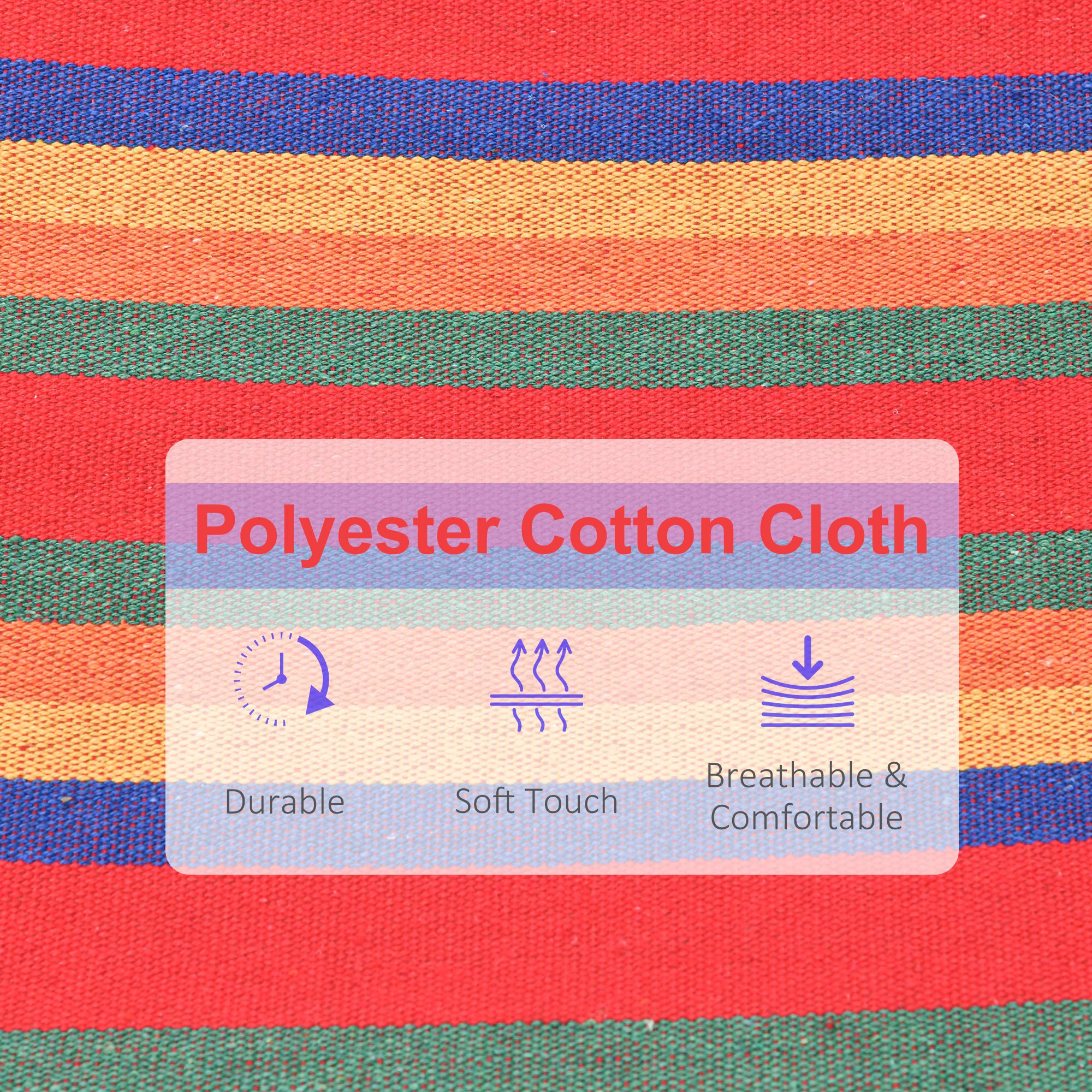 Outsunny Cotton Hammock Soft Portable Swing Sleeping w/ Headrest & Side Pocket Deluxe Swing Chair for Beach, Yard, Bedroom, Patio, Porch, Indoor, Outdoor√Ø¬º≈í270 x 80 cm