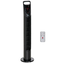 HOMCOM 31 Inch Bladeless Oscillating Tower Fan with 70° Oscillation, Remote Control, 7.5H Timer, 3 Speed 3 Modes, Electric Floor Standing Cooling Fan for Home Bedroom Office, Black