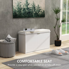HOMCOM Elegant Eight Shoe Bench, with Top Seat - White