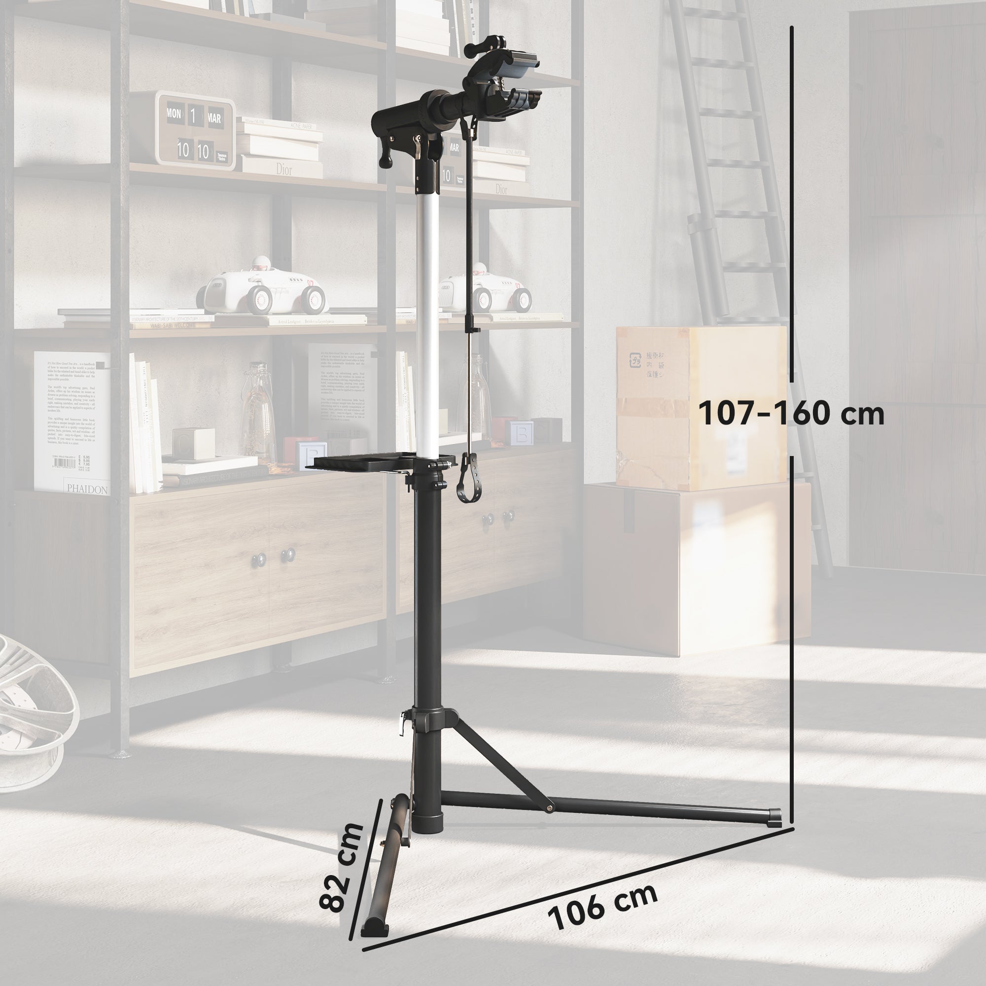 HOMCOM Bike Repair Stand, Max Load 40kg, Foldable, Height Adjustable, for Road Bike, Mountain Bike, E-bike