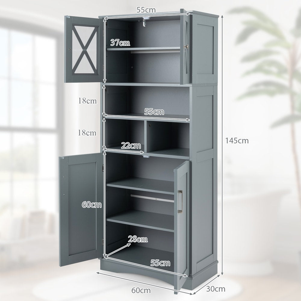 Dimensions of the grey floor cabinet shown with measurements
