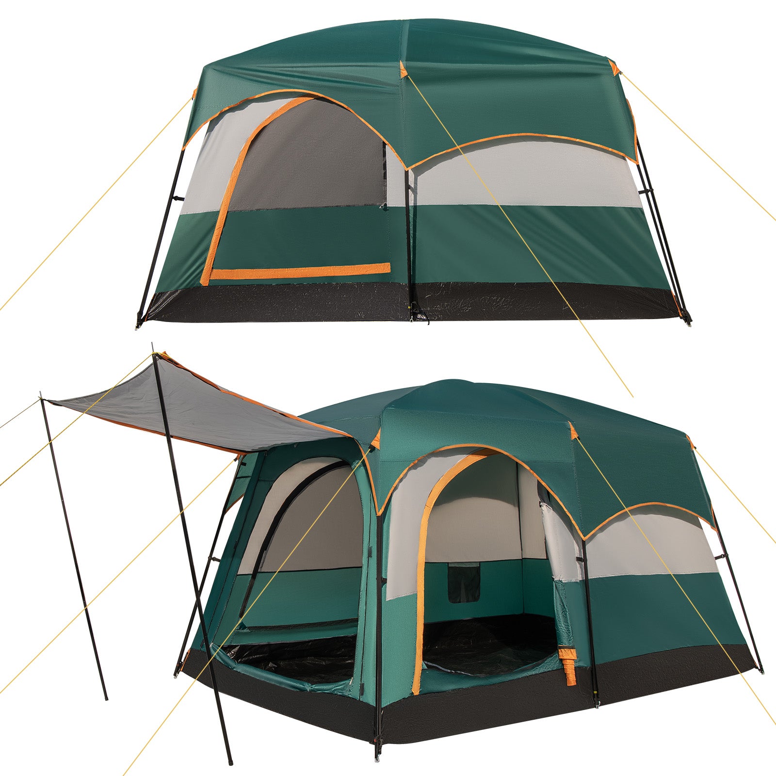 6-Person Camping Tent with 2-Room Divider for Camping Hiking