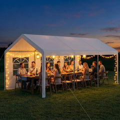 Carport Heavy-Duty Car Canopy with Roll-Up Ventilated Windows-White