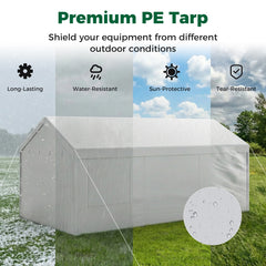 Carport Heavy-Duty Car Canopy with Roll-Up Ventilated Windows-White