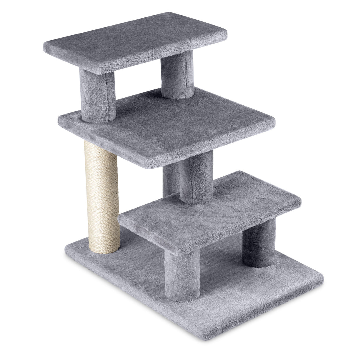 Cat Stairs 2-in-1 Cat Tree Tower Pet Steps with Sisal Scratching Post-Grey