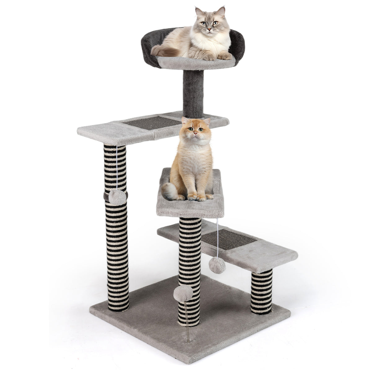 Cat Tree Kitten Tower 5-Level Cat Stairs with Sisal & Jute Scratching Posts and Mats-Grey