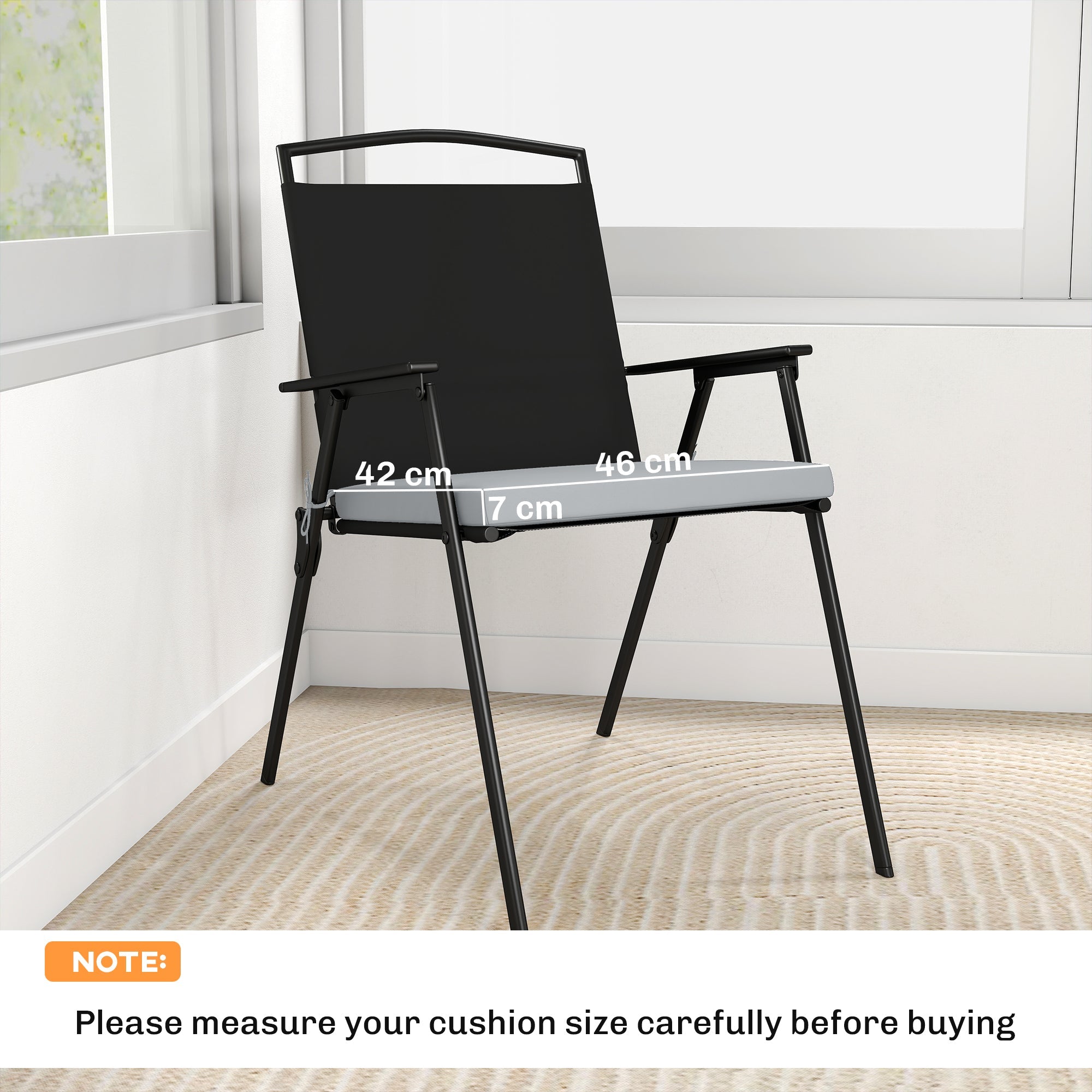 Outsunny Set of 6 Outdoor Seat Cushions with Machine Washable Cover, Water Repellent Seat Cushions Light Grey