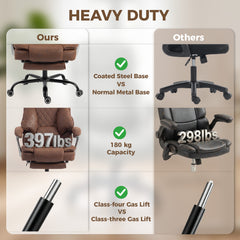 HOMCOM Executive Office Chair, Leathaire Big and Tall Office Chair 180 kg with Wide Seat, Reclining, Lumbar Support, Brown