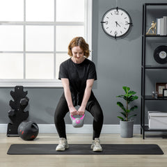 SPORTNOW Kettlebell, 2kg Kettle Bells with Handle for Home Gym Weight Lifting and Strength Training, Pink and Grey