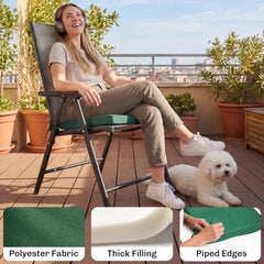Outsunny Set of 6 Chair Cushion Seat Pads Dining Chair w/ Straps, Indoor Outdoor Removable Tie On Garden Patio, Green