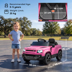 AIYAPLAY Land Rover Licensed 12V Kids Ride on Car with Remote, Suspension, Slow Start, 3 Speeds, Lights, Music, Horn, Pink