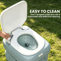 Outsunny Portable Toilet for Adults, 22L Camping Toilet with Seat, Lid and Anti-Leak Handle Pump, Outdoor Travel Toilet with Detachable Tanks for Camping, Boating, Hiking, Travel, RV, Grey