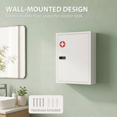 HOMCOM Wall Mount Medicine Cabinet, Bathroom Cabinet with Combination Lock, Door and Storage Shelves, White