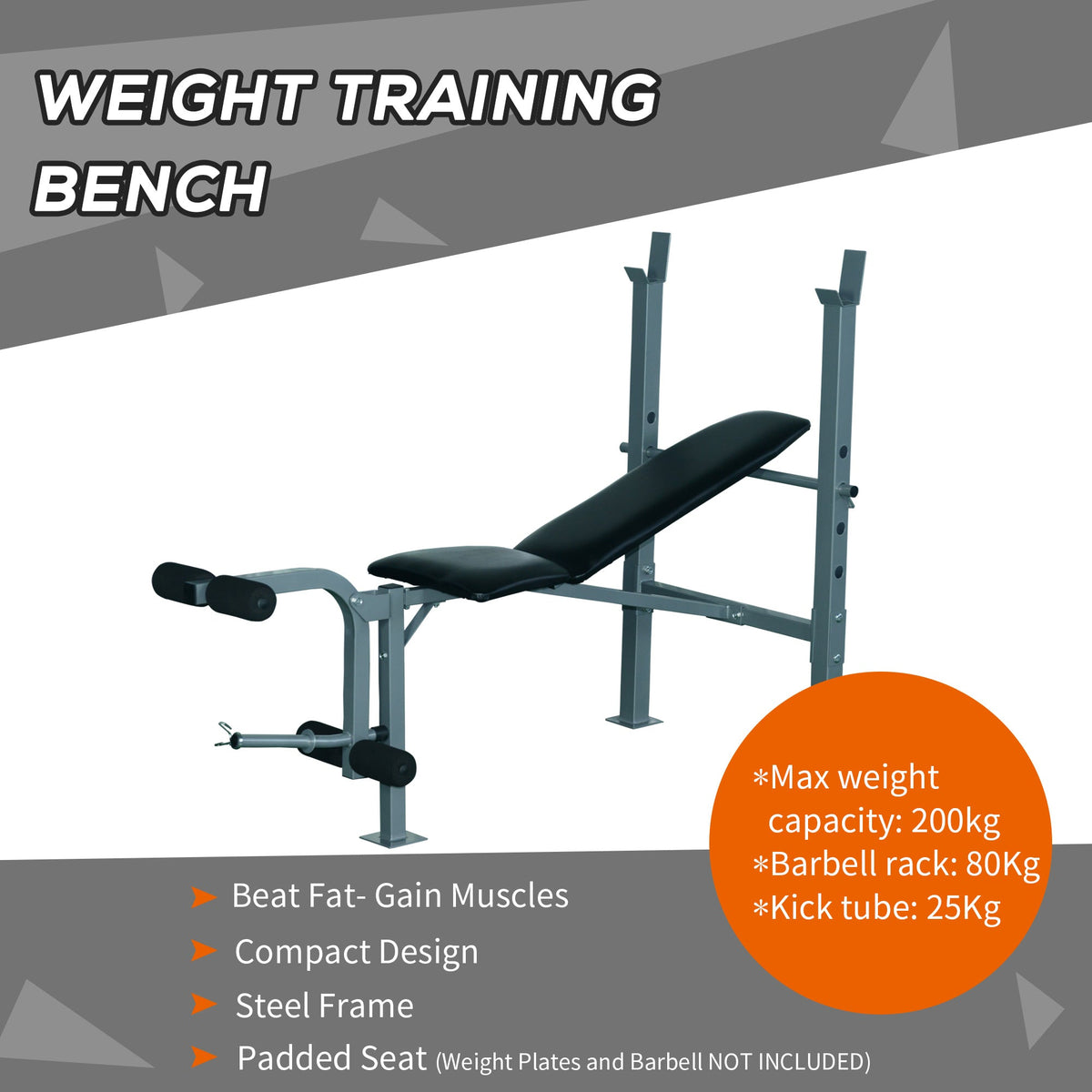 HOMCOM 4-Levels Adjustable Weight Bench Fitness Equipment with Barbell Rack-Black