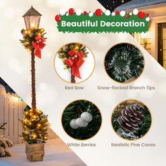6.1 FT Christmas Pre-lit Street Lamp with Artificial Greenery, image 7