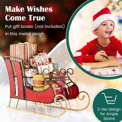 Christmas Santa Sleigh with 2-Tier Storage Shelf
