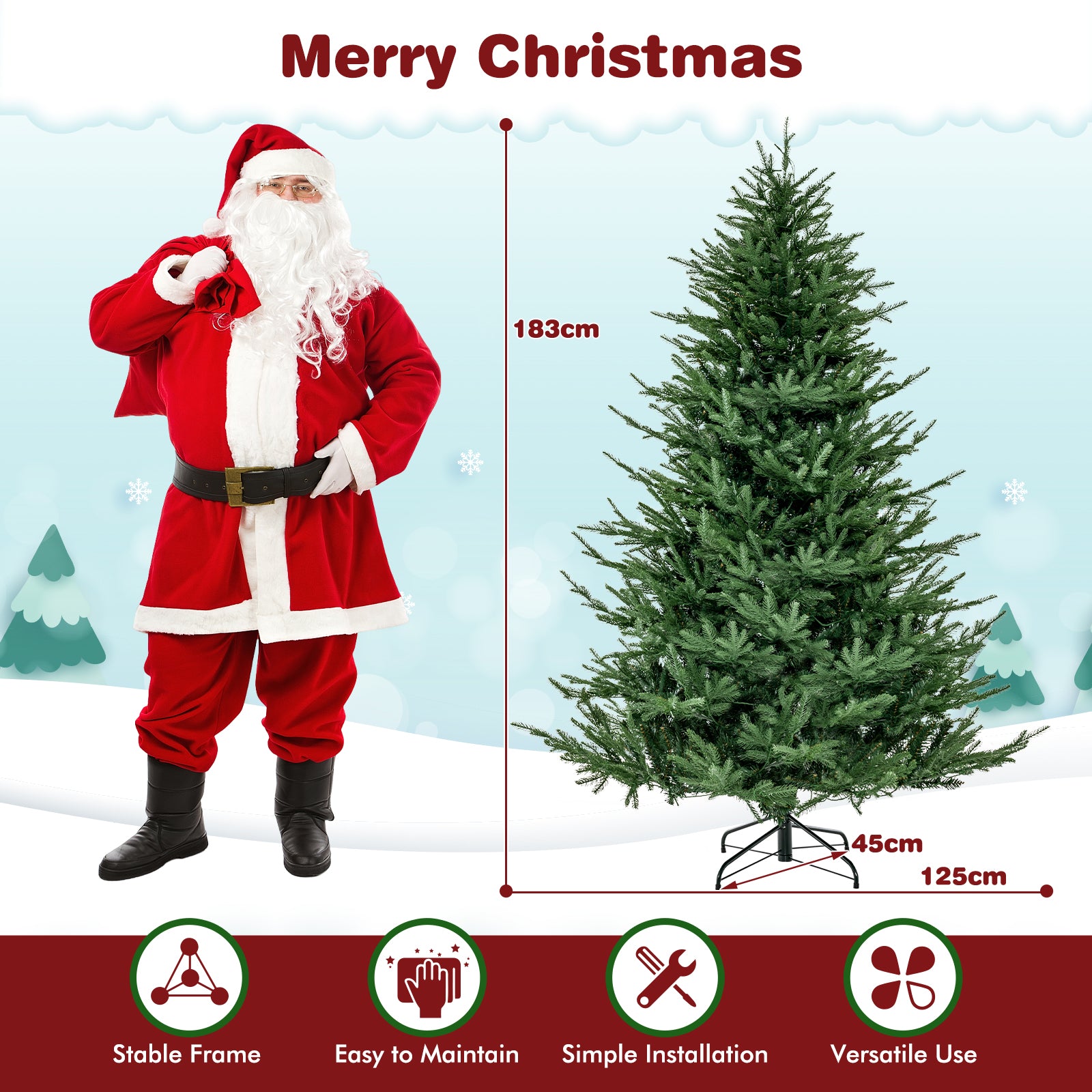 Pre-Lit Christmas Tree with LED Lights and 8 Lighting Modes-6 ft