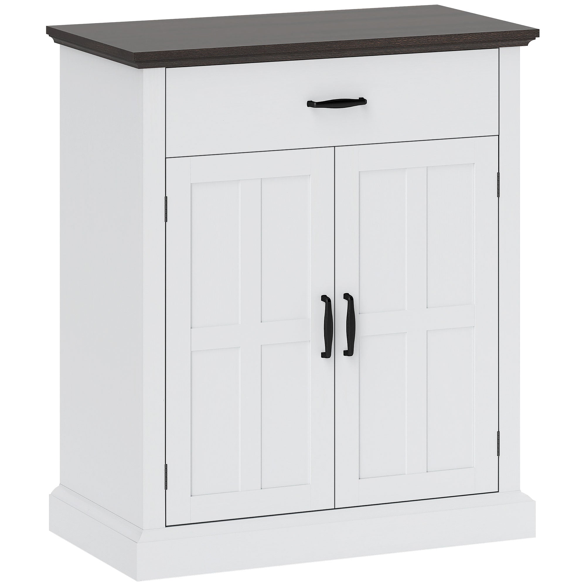 HOMCOM Farmhouse Sideboard with 3 cm Thick Top 2 Barn Doors - White