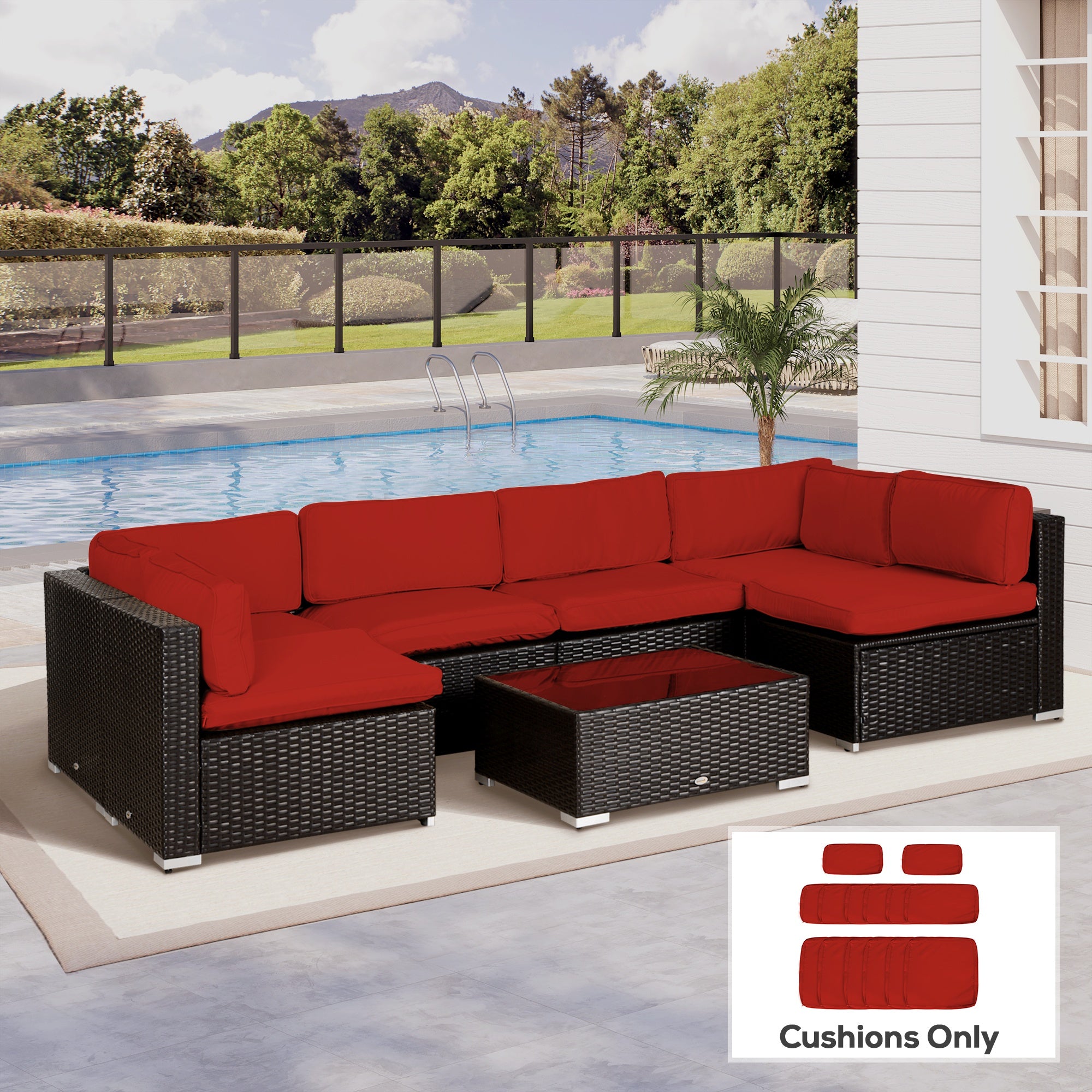 Outsunny Set of 14 Outdoor Cushion Covers - Red