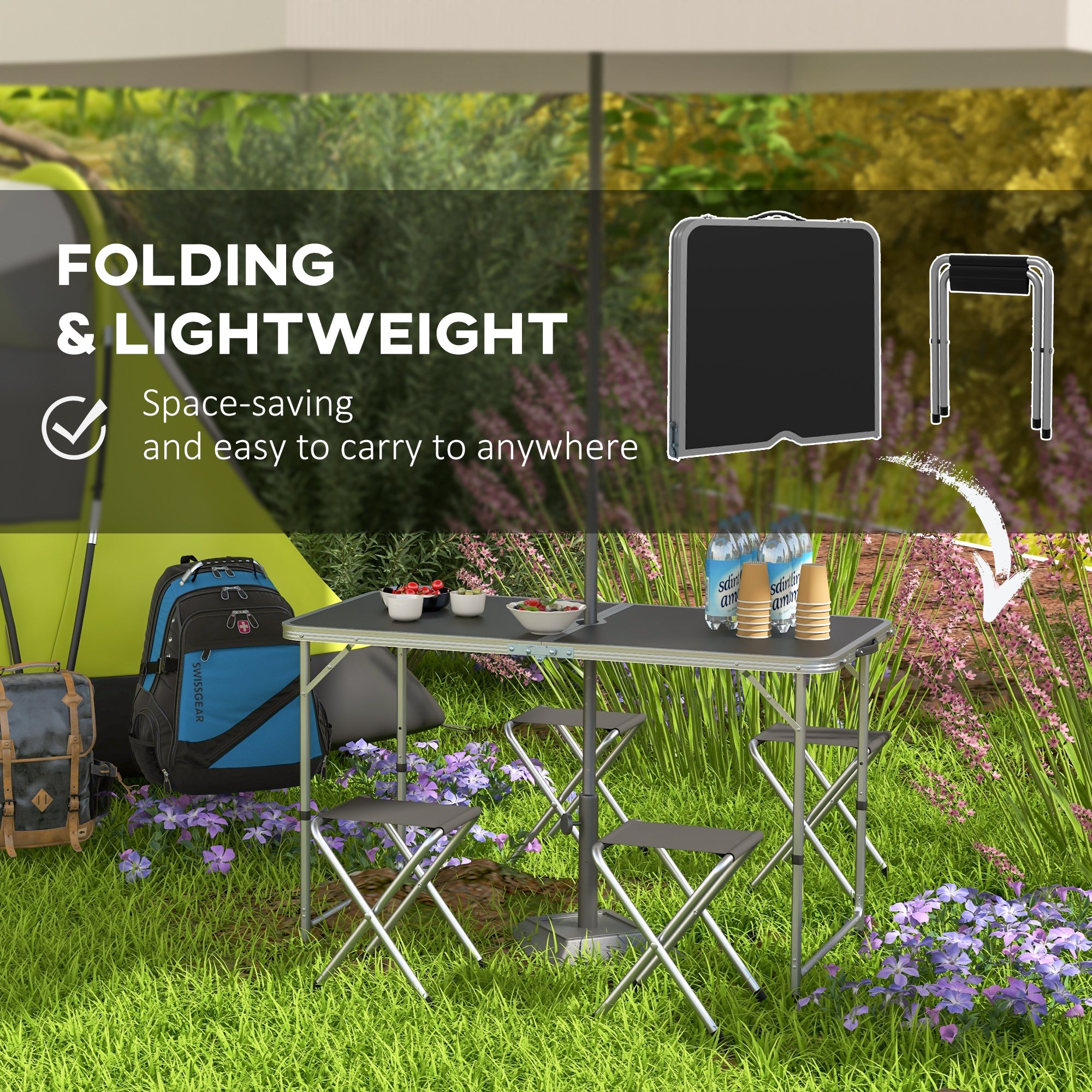 Outsunny Four-Person Foldable Aluminium Picnic Set
