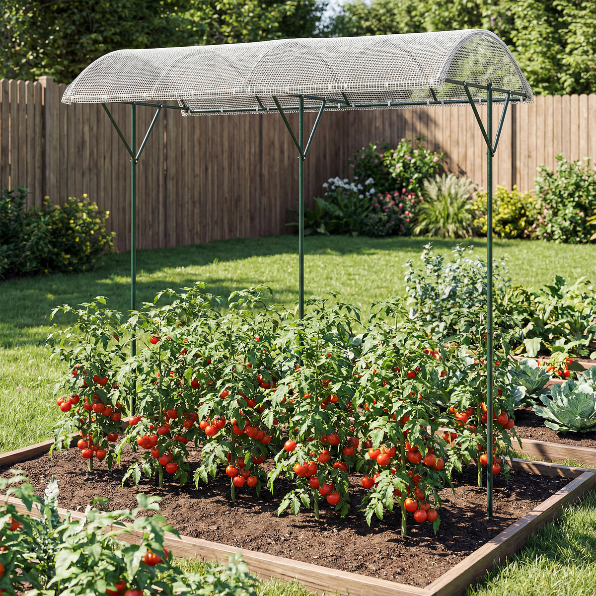 Climbing Vegetables Fruits Flowers Shelter with PVC Canopy and Metal Stand