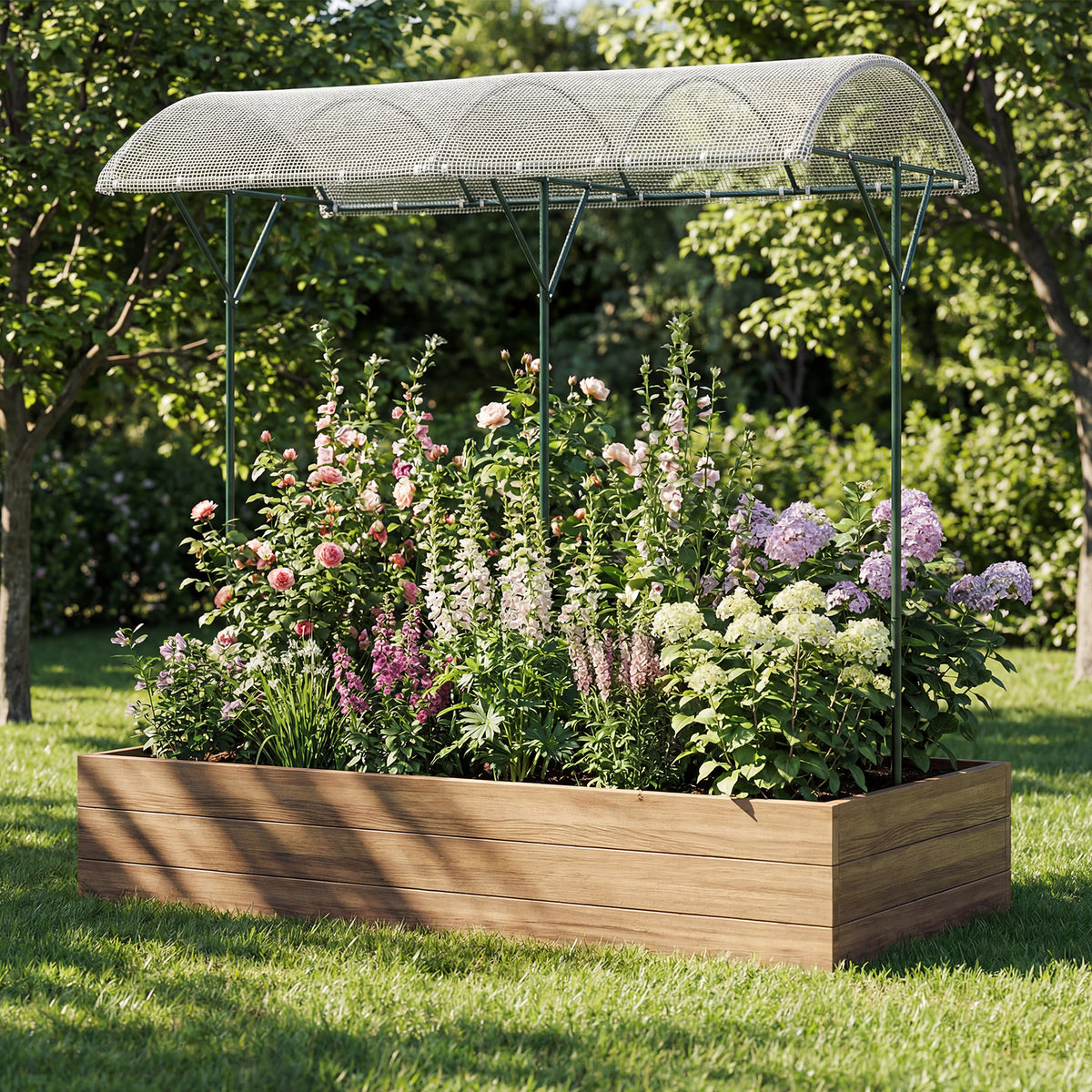 Climbing Vegetables Fruits Flowers Shelter with PVC Canopy and Metal Stand