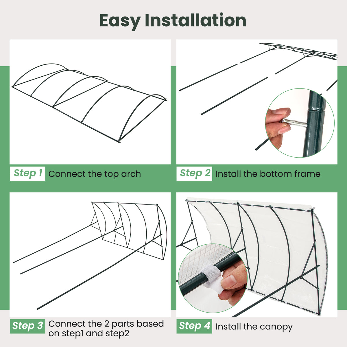 Climbing Vegetables Fruits Flowers Shelter with PVC Canopy and Metal Stand