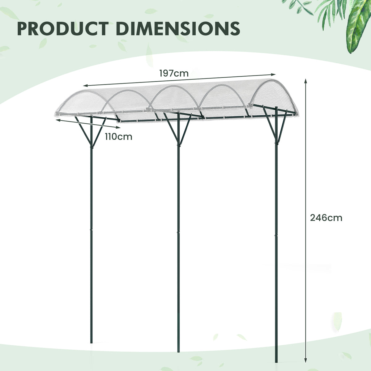 Climbing Vegetables Fruits Flowers Shelter with PVC Canopy and Metal Stand