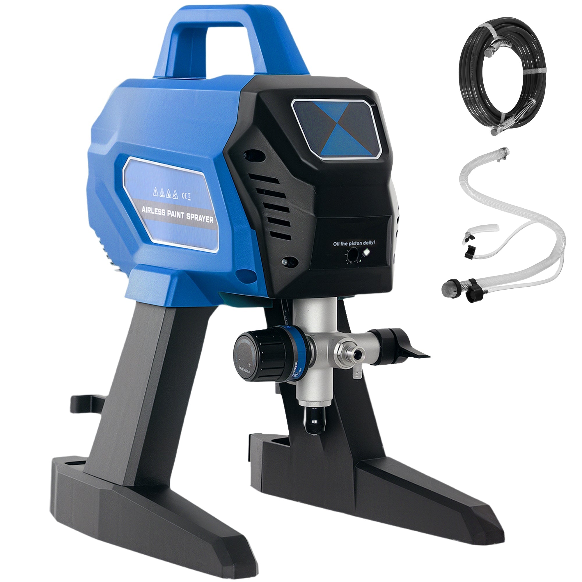 HOMCOM Airless Paint Sprayer, Thinning-Free Electric Paint Spray Gun for Walls, Fences & DIY Projects, 200 Bar High Pressure, 1.5L/min Flow Rate, 7.5m Hose, Indoor & Outdoor Use, Dark Blue