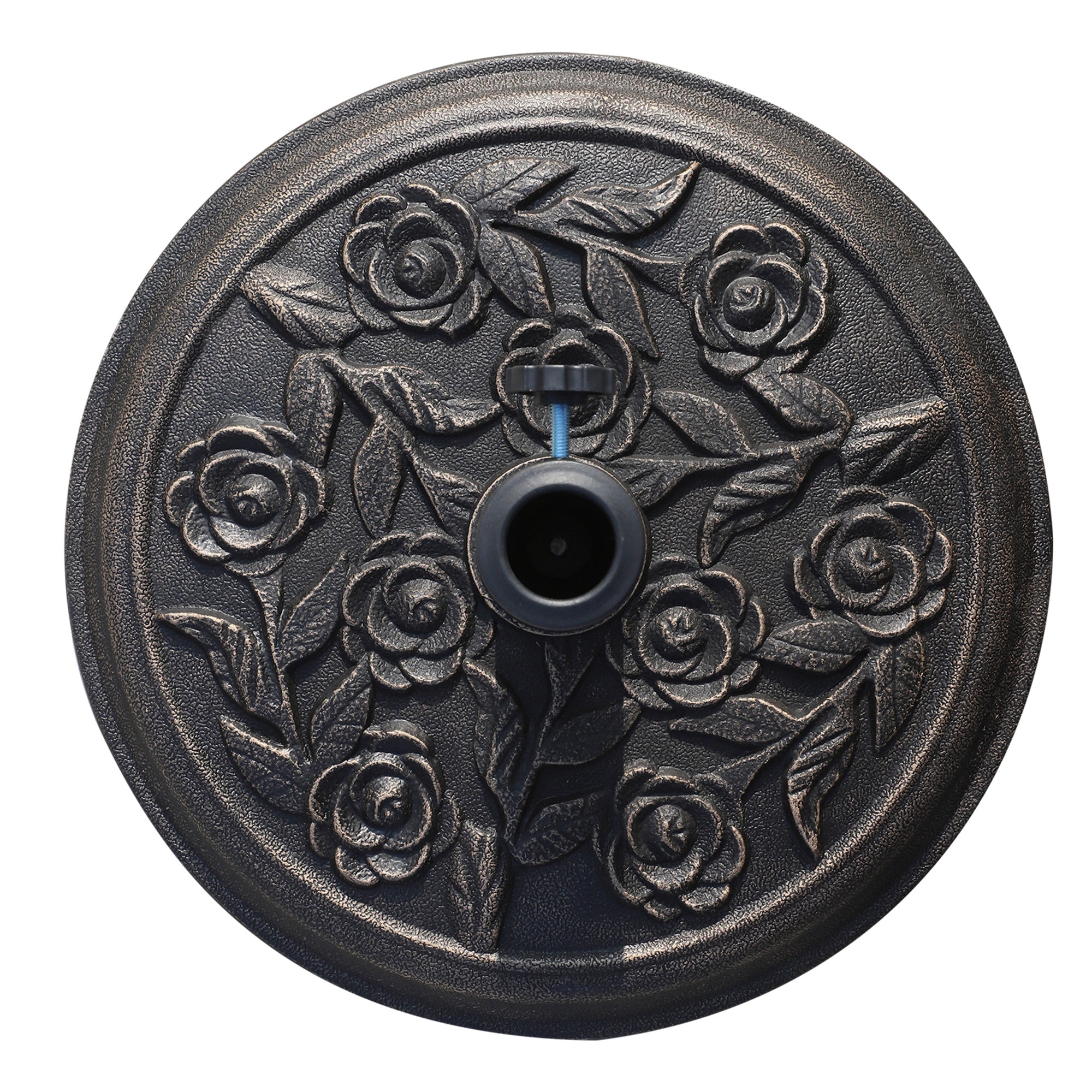 Outsunny 9kg Garden Parasol Base, Round Resin Cast Iron Effect Sun Umbrella Base, Outdoor Umbrella Stand for 38mm or 48mm Outdoor Umbrella Poles, Bronze Tone