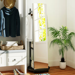 Coat Rack with Full Length Mirror Freestanding Coat Tree with 3 Hooks-Black