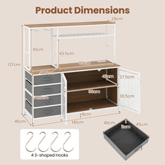 Coffee Bar Cabinet with LED Lights Charging Station-Natural