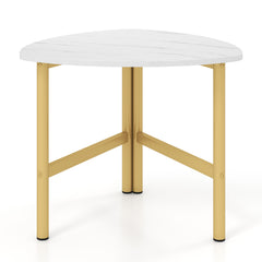Coffee Table Triangle Center Table with Metal Legs Industrial Accent Sofa Table-White