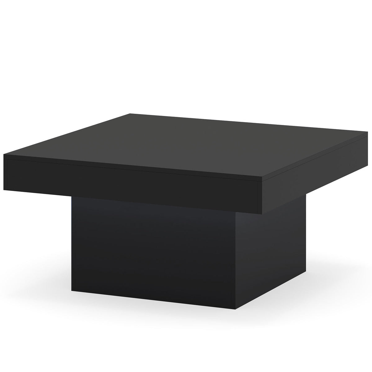 Coffee Table with LED Lights Square Center Table with Remote and 20 Static Colors-Black