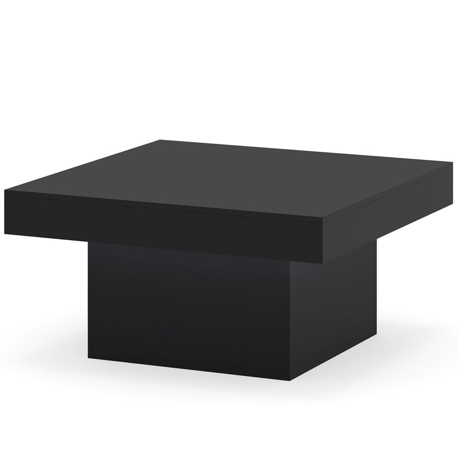 Coffee Table with LED Lights Square Center Table with Remote and 20 Static Colors-Black