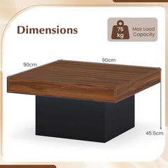 Coffee Table with LED Lights Square Center Table with Remote and 20 Static Colors-Coffee