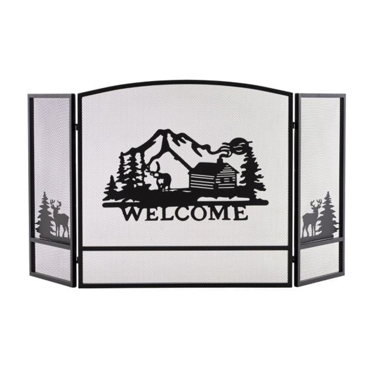 Collapsible Firewood Log Hoop and 3 Panel Fireplace Screen