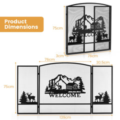Collapsible Firewood Log Hoop and 3 Panel Fireplace Screen