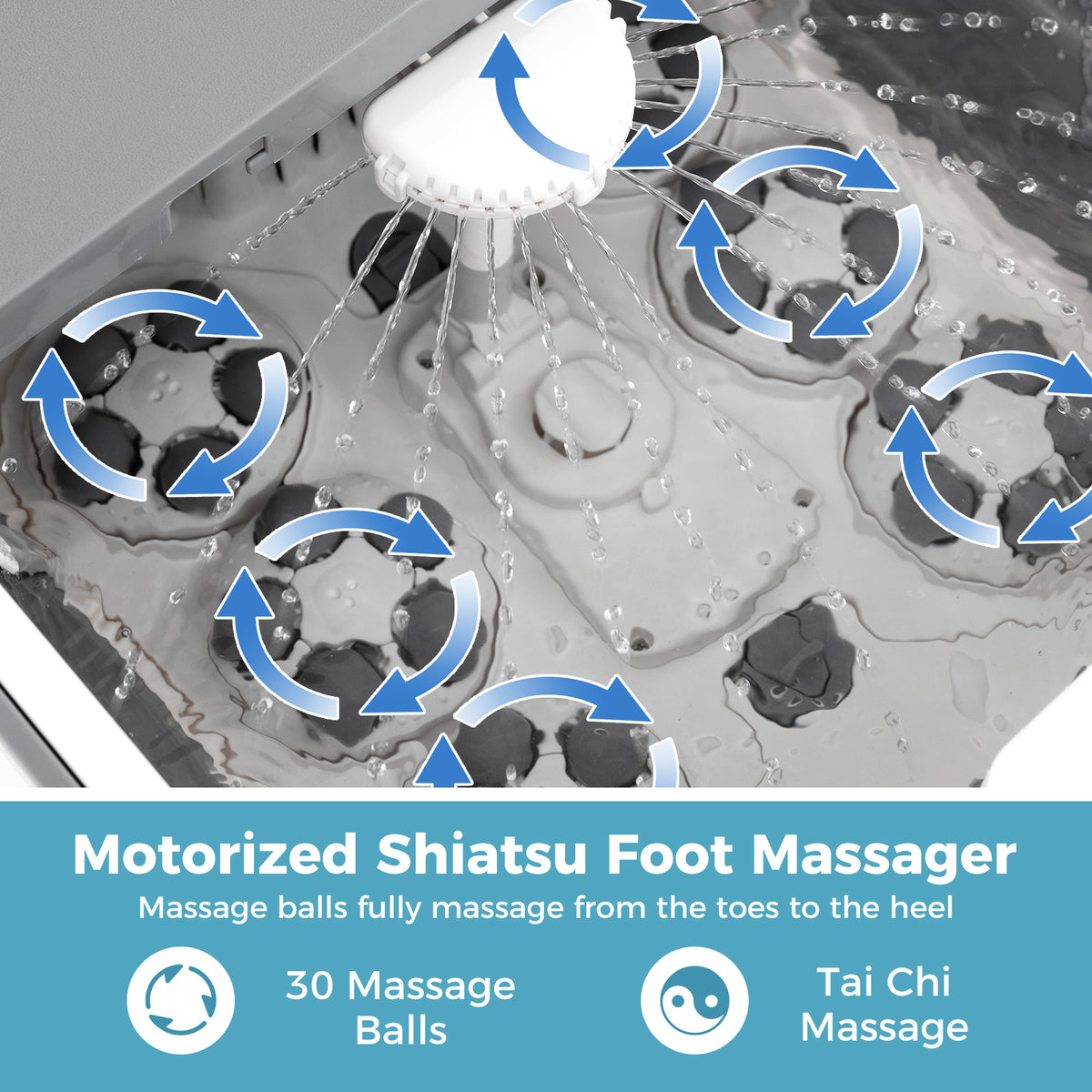 Collapsible Foot Spa Massager Bath Tub with Heat Shower and Timer-Grey