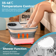 Collapsible Foot Spa Massager Bath Tub with Heat Shower and Timer-Grey