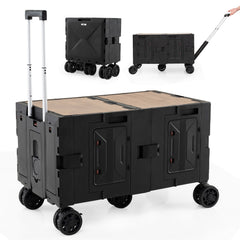 Collapsible Wagon Cart Foldable Utility Cart with Telescoping Handle-Black