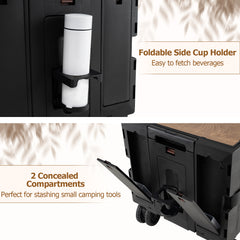 Collapsible Wagon Cart Foldable Utility Cart with Telescoping Handle-Black