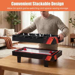4 in 1 Combo Game Table Set Foosball Table with Billiards-Black
