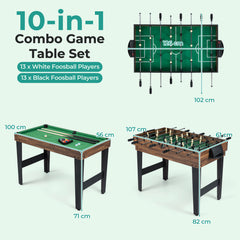 10-in-1 Combo Game Table Set Multi-Game Table with Foosball-Brown