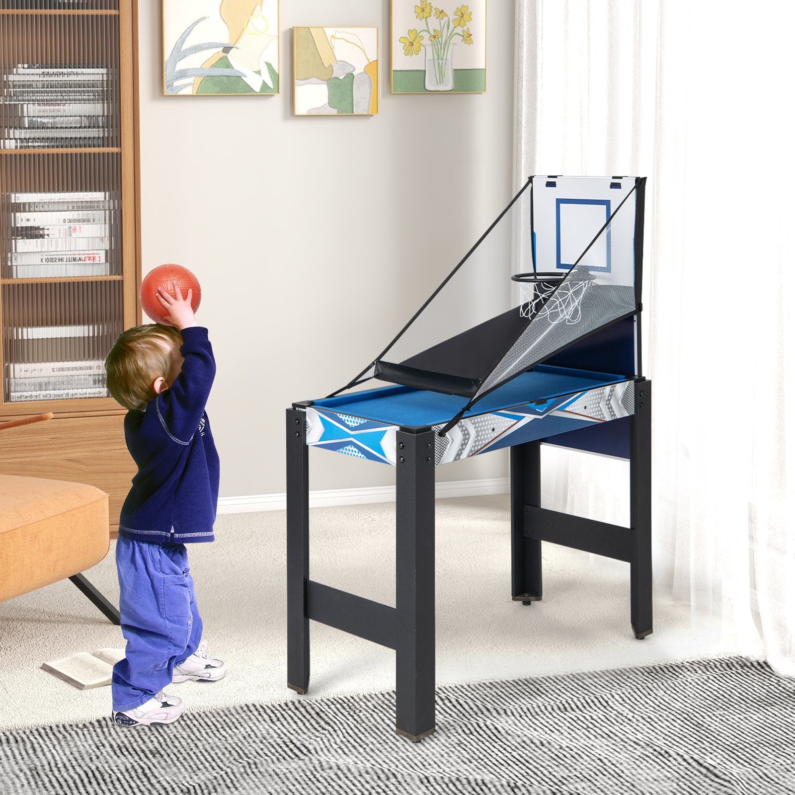 6-In-1 Combo Game Table with Air Hockey Billiards Table Tennis