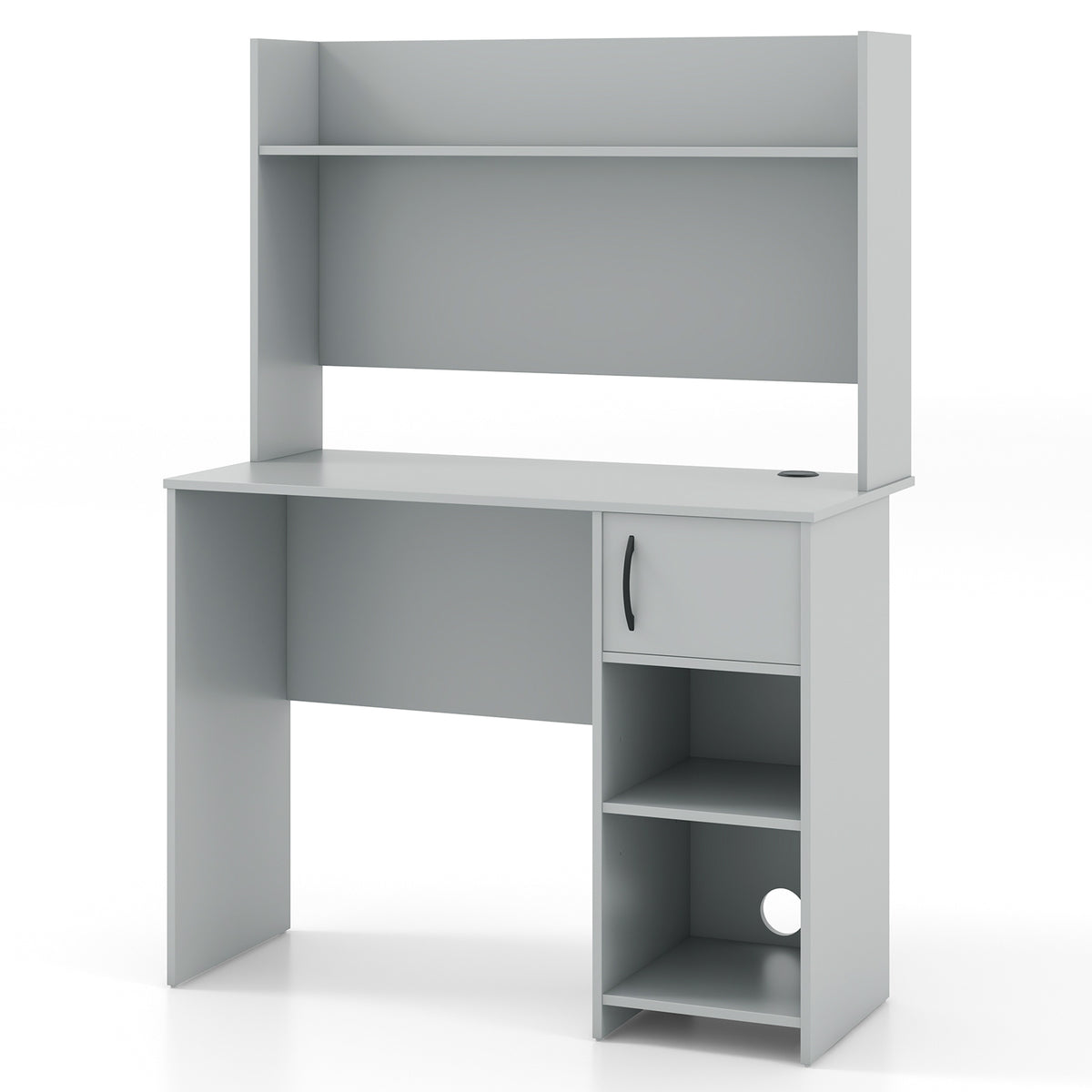 The office desk displayed empty against a plain white background to show the structure