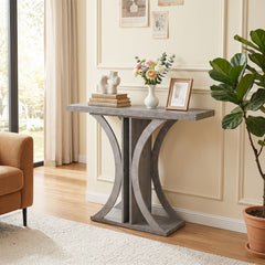 Console Table 100 cm Rectangular Entryway Table with Geometric Frame-Grey