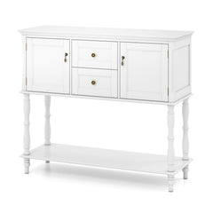 Console Table with 2 Drawers and 2 Door Cabinets for Entryway-White
